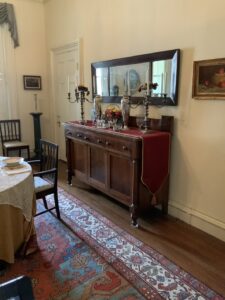 The dining room with many original pieces.